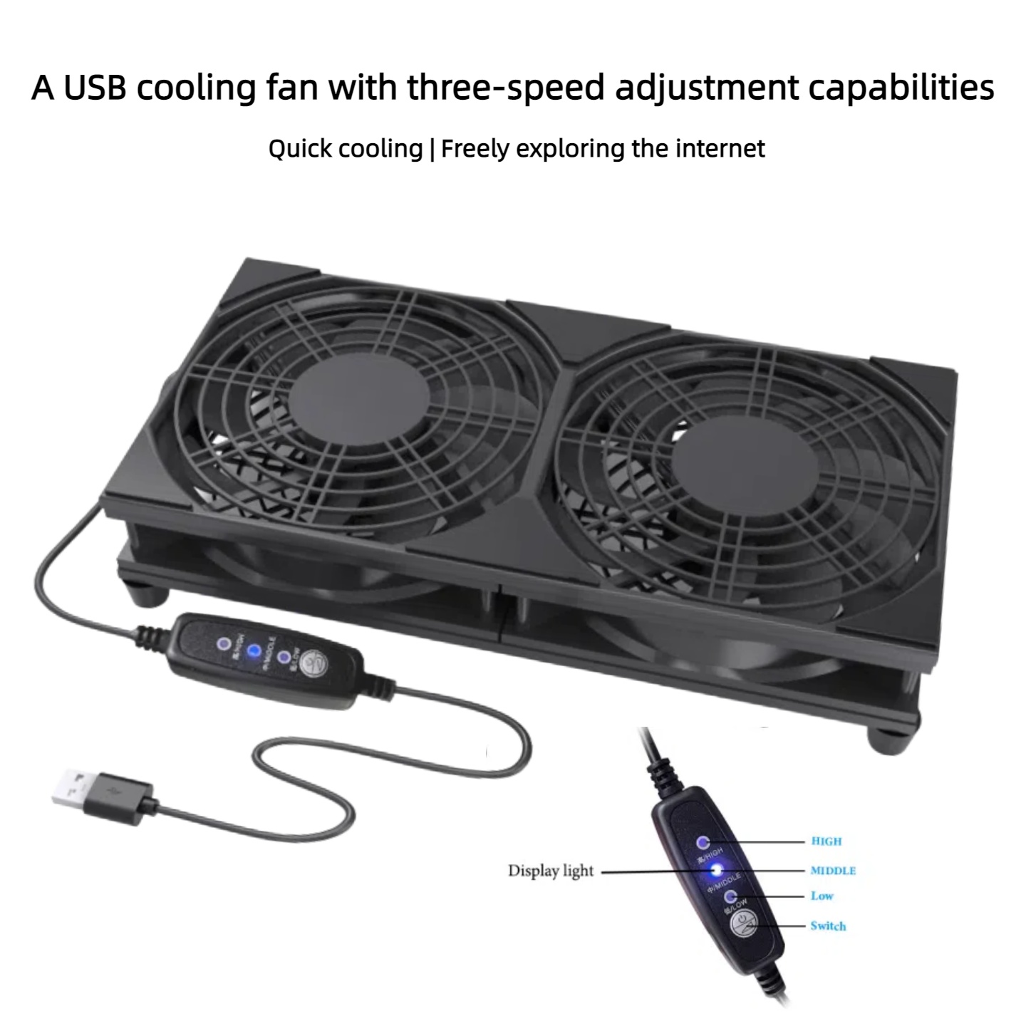 Dual USB Cooling Fan with 3-Sp - Gaming Console Controller avaliação e preço
