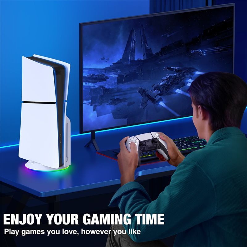 AED7-Vertical Stand With RGB L - Gaming Console Holder avaliação e preço